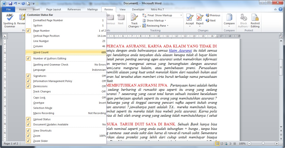Menghitung Kata Dalam Artikel 4