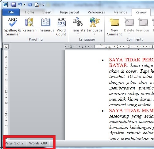 Menghitung Kata Dalam Artikel 5