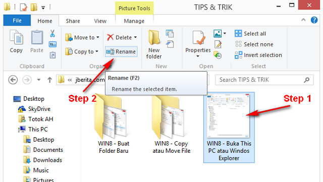 Windows 8 - Rename File, Step 1 dan Step 2