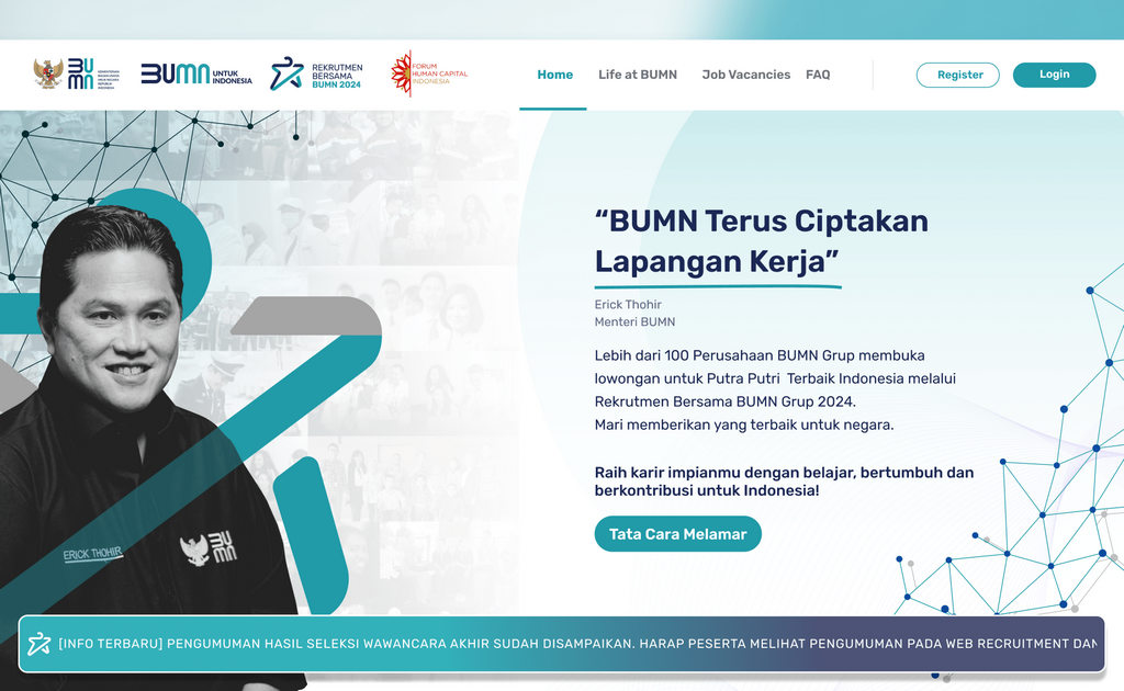 Website Rekrutmen Bersama BUMN 2024 FHCI